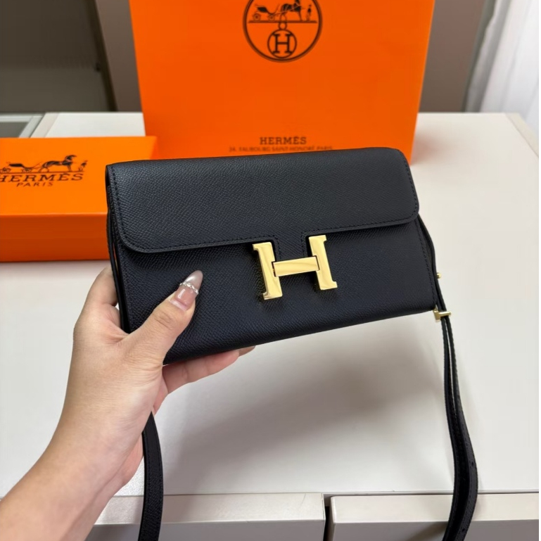 [กล่องประกอบต้นฉบับ] Hermes หนังแท้ 100% กระเป๋าหนังวัวกระเป๋าสตางค์ไหล่กระเป๋า Messenger ผู้หญิงหลา