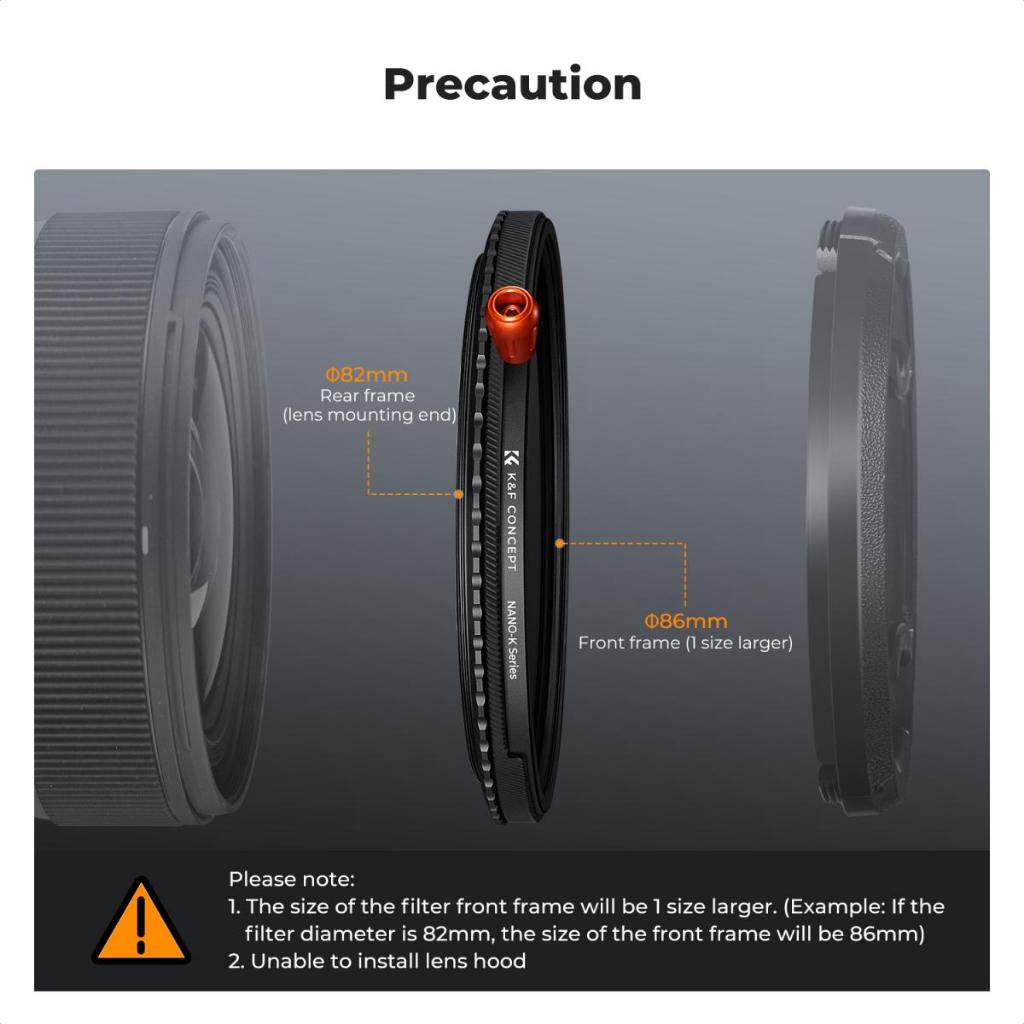 K&f Concept 37-82mm 3-in-1 Lens Filter Variable ND2-32 (1-5 Stops) & Circular Polarizing Filter CPL & Black Mist 1/4 พร้อม 28 Multi-Coated สําหรับเลนส์กล้อง Nano-Xcel Series