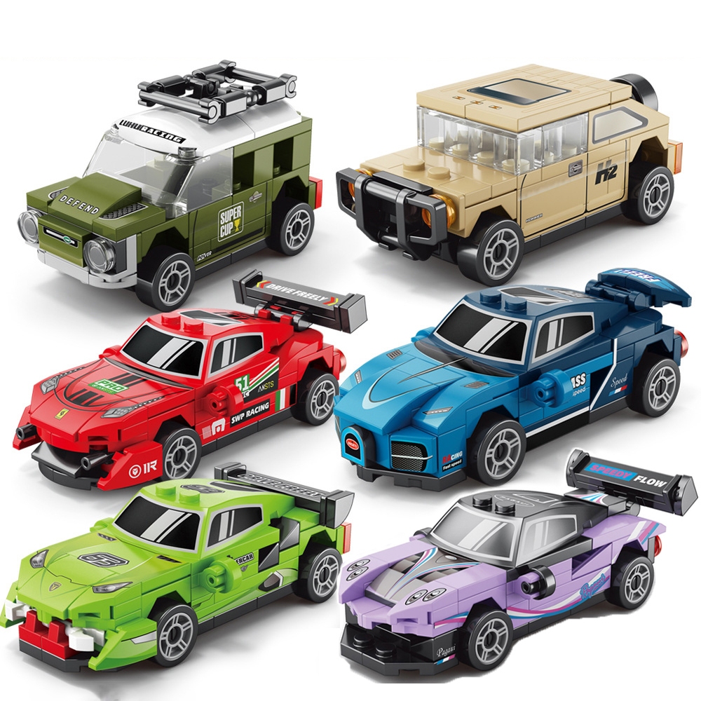 รถสปอร์ต Pulai สี่ช่อง บล็อกตัวต่อ Porsche Apollo ของเล่นก้านเพื่อการศึกษา ของขวัญสําหรับเด็กชายและเด็กหญิง