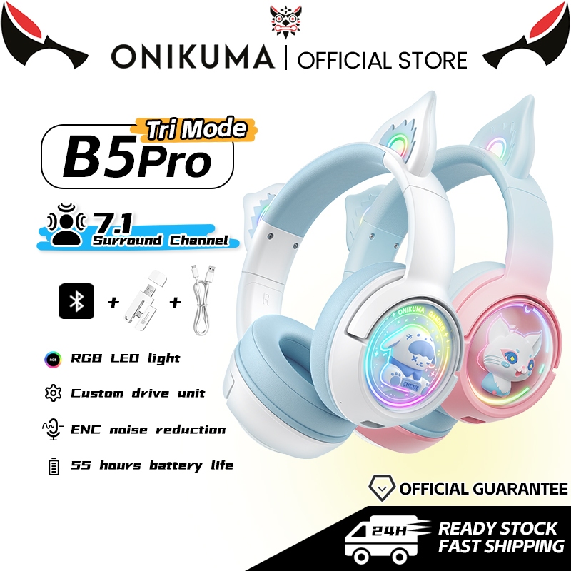 ONIKUMA B5Pro ชุดหูฟังไร้สายไฮไฟสเตอริโอหูฟังบลูทูธสําหรับเล่นเกมไมโครโฟนลดเสียงรบกวน HD
