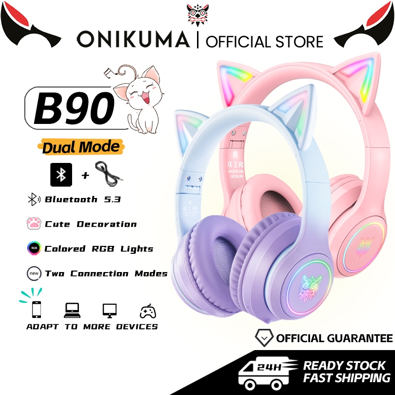 ONIKUMA B90 หูฟังบลูทูธไร้สายแบบมีสายโหมดคู่ไมโครโฟนในตัวชุดหูฟังแบบพับได้