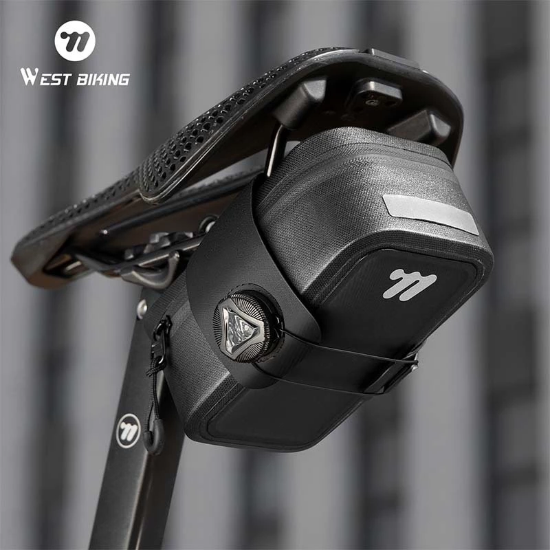 WEST BIKING จักรยานหางกระเป๋า 0.5L แบบพกพา ถุงอานจักรยานกันน้ำแบบล็อคตัวเองได้อย่างรวดเร็วถอดชิ้นส่วนที่แขวนไฟท้ายจักรยานเสือภูเขาเสือหมอบอุปกรณ์พับ