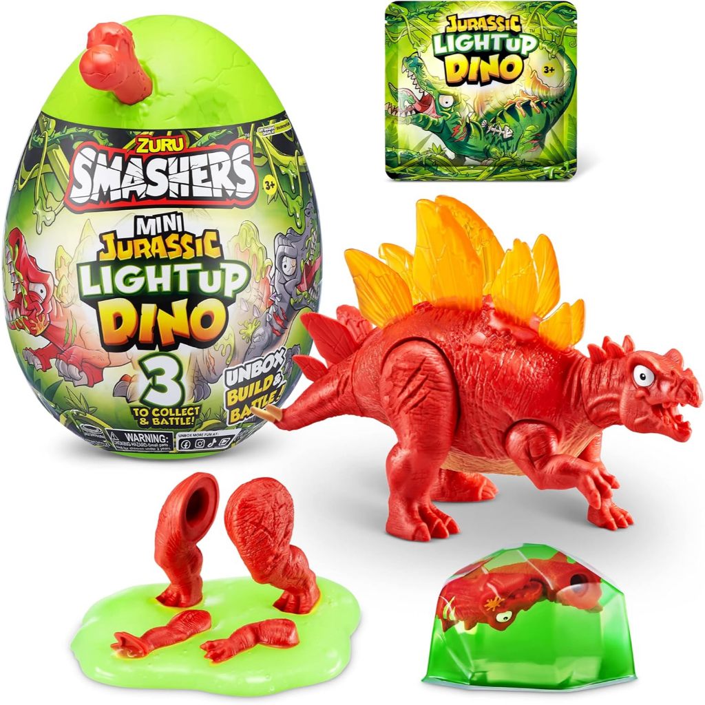 Smashers Mini Jurassic Luminous Dinosaur Egg (Stegosaurus) ZURU Collectors Edition Egg, Volcanic Sli