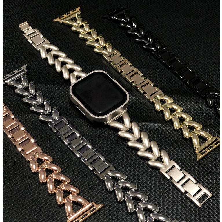Luxury Solid metal Bracelet สายนาฬิกาข้อมือ สเตนเลส สีพื้น หรูหรา แบบเปลี่ยน สําหรับ Watch Strap Ser