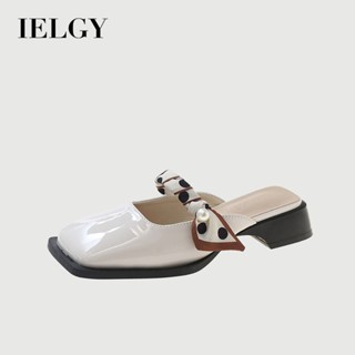 IELGY French Block Heel toe Semi-Flops ผู้หญิงฤดูร้อน Square…