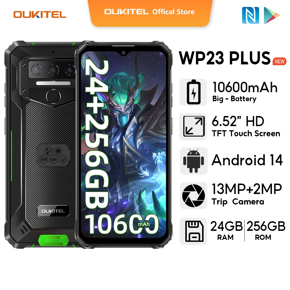 [สต็อกท้องถิ่น] OUKITEL WP23 PLUS 24GB + 256GB 10600mAh แบตเตอรี่ขนาดใหญ่โทรศัพท์มือถือ 6.52 HD หน้า