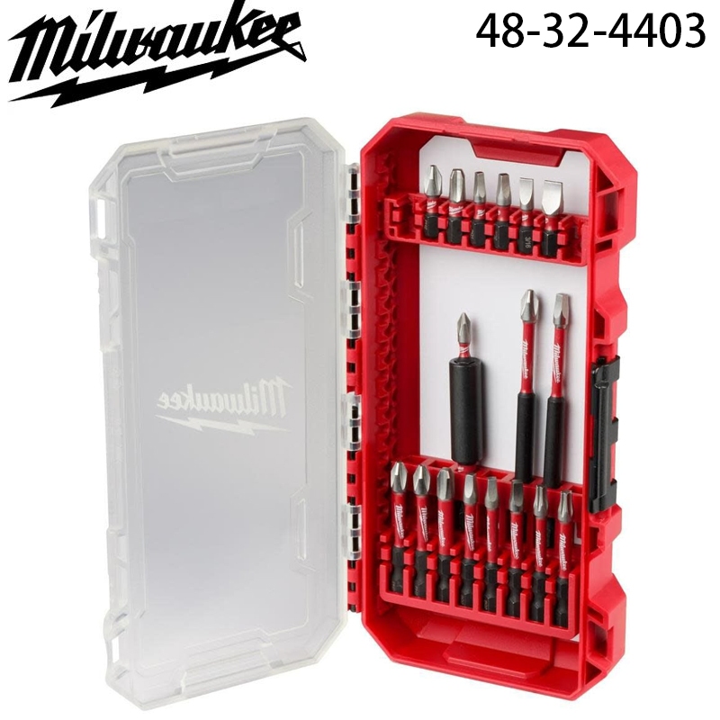 Milwaukee 48-32-4403 SHOCKWAVE Impact Duty Driver Bit ชุด 18PC ทนทานไขควงชุด Slotted เจาะ Bit