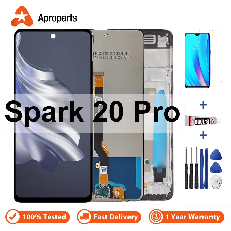 หน้าจอเดิมสําหรับ Tecno Spark 20 Pro KJ6 KJ8 Spark20 5G จอแสดงผล LCD แผงสัมผัสชุด Digitizer กรอบ