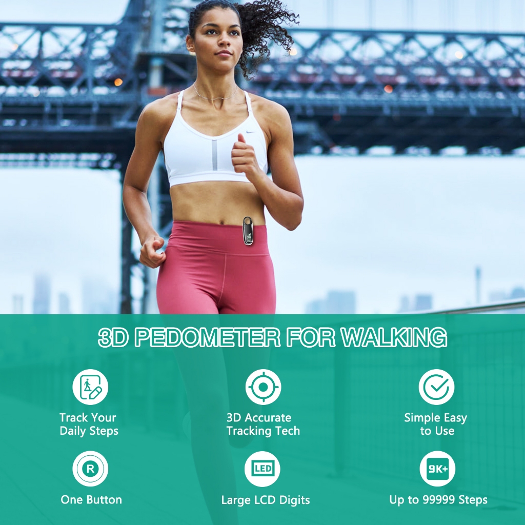 Oria 3D Pedometer Step Counter Ankle Tracker พร้อมคลิปที่ถอดออกได้สําหรับผู้ชายผู้หญิงเด็กเดิน