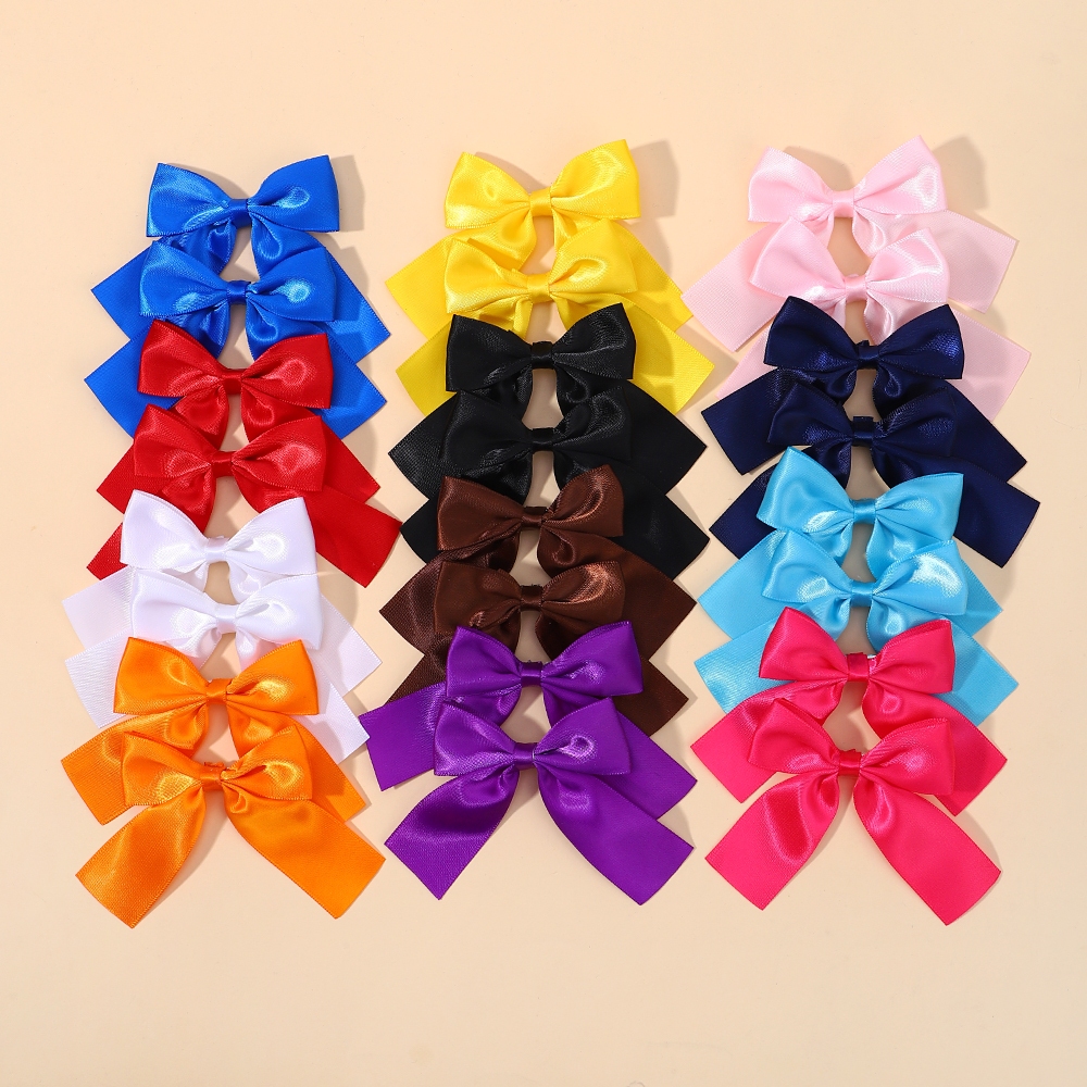 2pcs Cheer Up Bowknot กิ๊บติดผมสําหรับสาวสีทึบริบบิ้น Bows Hairpins Hairgripe เด็ก Boutique อุปกรณ์เสริมผมขายส่ง