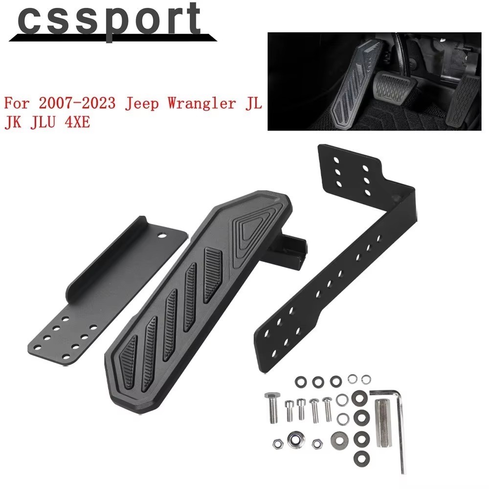 ปรับด้านซ้าย Kick แผง Dead Pedal Foot Rest Pad สําหรับ Gladiator JT สําหรับ 2007-2023 Jeep Wrangler JL JK JLU 4XE สีดํา