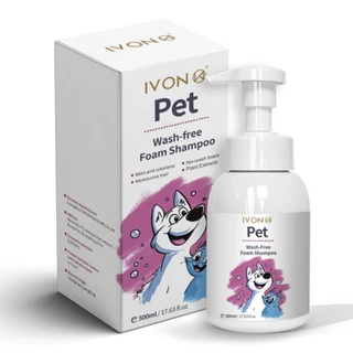 จัดส่งฟรี💦 IVON Dry Shampoo 💦โฟมอาบน้ำแห้งสัตว์เลี้ยง แชมพูแมว สบู่อาบน้ําหมา แชมพูสุนัข สูตรอ่อนโยน ปลอดภัย ดับกลิ่น สะอาด 500ml