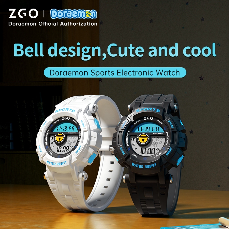 Zgo x Doraemon นาฬิกาเด็กสําหรับเด็กชายและเด็กหญิงนาฬิกาดิจิตอลกีฬากันน้ําพร้อมของขวัญดีไซน์กันกระแทก 8905