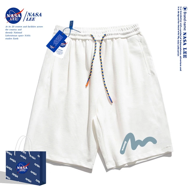 NASA กางเกงขาสั้นสำหรับเด็กสไตล์อเมริกัน เนื้อผ้าฝ้ายนุ่มสบายผิว ฤดูร้อนรุ่นใหม่ปี 2025 ลายเส้น
