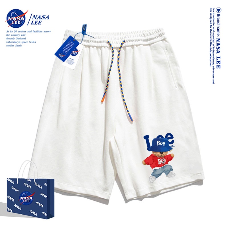 NASA กางเกงขาสั้นสำหรับเด็กสไตล์อเมริกัน เนื้อผ้าฝ้ายนุ่มสบายผิว ฤดูร้อนรุ่นใหม่ปี 2025 ลายหมีเท่ๆ