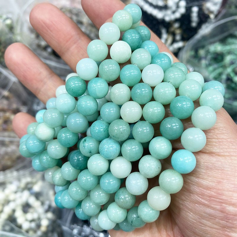 3ขนาดหินธรรมชาติคริสตัลกําไลข้อมือเชือกยืดหยุ่น อเมซอนไนท์ สร้อยข้อมือ4มิลลิเมตร/6มิลลิเมตร/8มิลลิเมตรลูกปัดสําหรับผู้หญิง