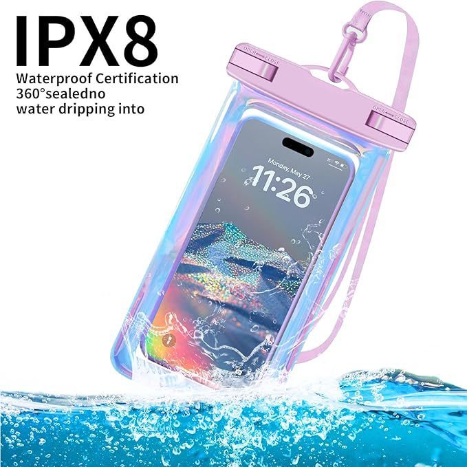 ฟองสบู่ IP68 กระเป๋าใส่โทรศัพท์กันน้ํา - เคสโทรศัพท์กันน้ําลอยน้ําพร้อมเชือกเส้นเล็กแบบคาด - Cruise Ship Travel Essentials - เข้ากันได้กับอุปกรณ์ทั้งหมด - หน้าจอสัมผัส - Iri