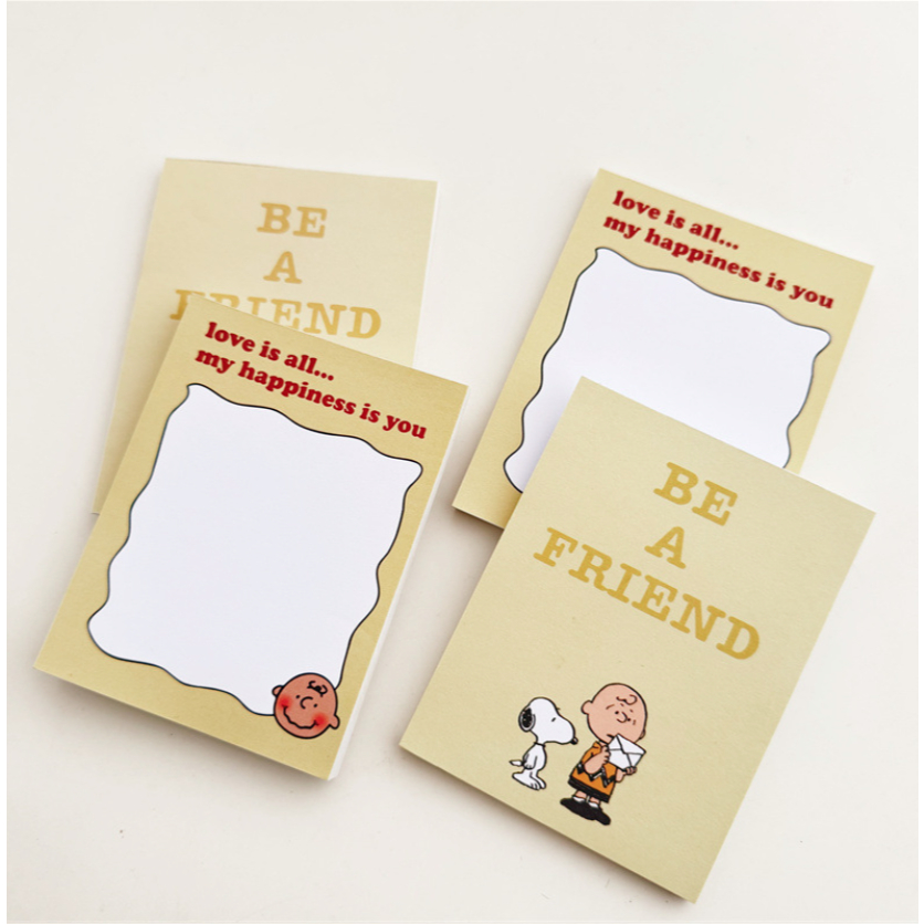 แผ่นโน้ตเกาหลีการ์ตูน Charlie Snoopy Dialog Small Student Lattice Note Book หนังสือข้อความ