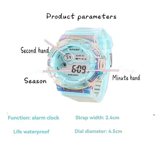 สุภาพสตรี LED นาฬิกาดิจิตอลหน้าปัดขนาดใหญ่สีปลุก Luminous Chronograph Muti-fuctional School Unicorn ซิลิโคนกีฬานาฬิกาสําหรับนักเรียนหญิงเด็กของขวัญ
