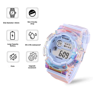 สุภาพสตรี LED นาฬิกาดิจิตอลหน้าปัดขนาดใหญ่สีปลุก Luminous Chronograph Muti-fuctional School Unicorn ซิลิโคนกีฬานาฬิกาสําหรับนักเรียนหญิงเด็กของขวัญ