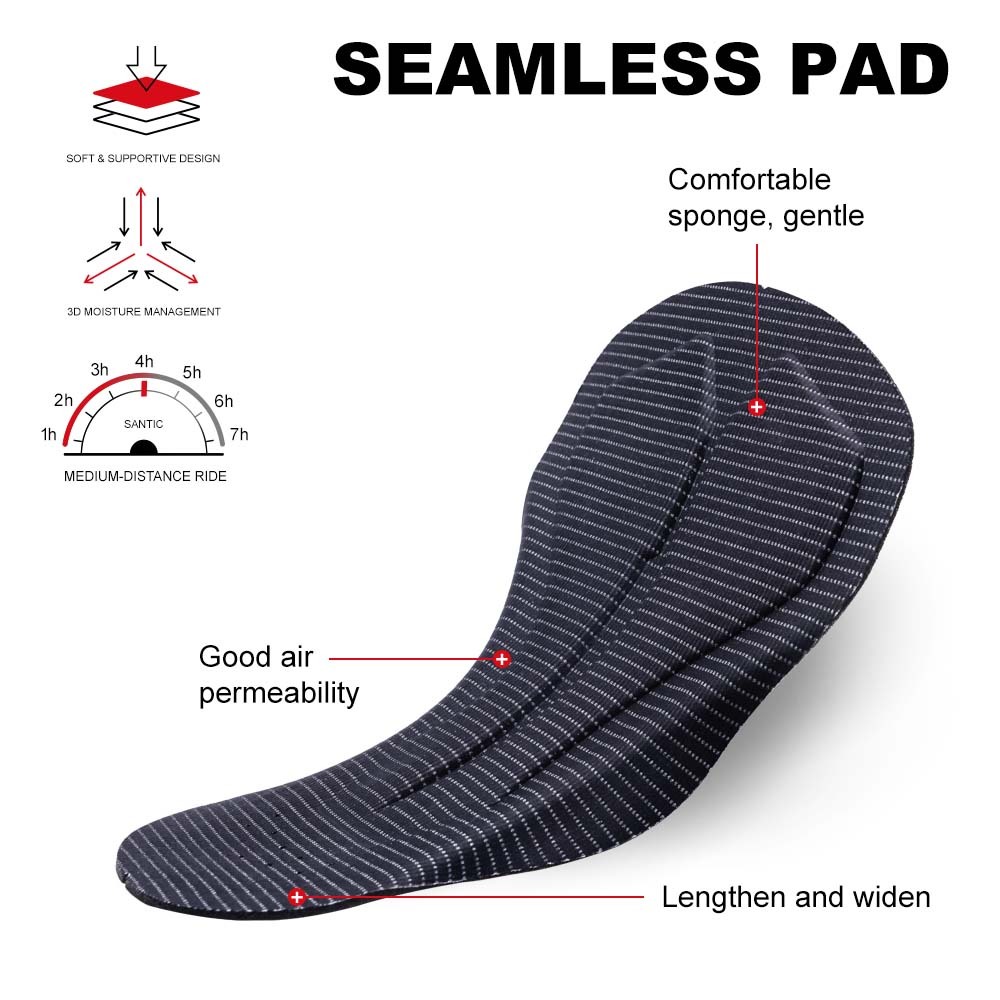 Santic กางเกงปั่นจักรยานขาสั้นสําหรับผู้ชายฤดูใบไม้ผลิและฤดูร้อนจักรยานเสือหมอบไม่มีรอยต่อระบายอากาศยืดหยุ่นสูง GM25C05192 - รูปที่ 3