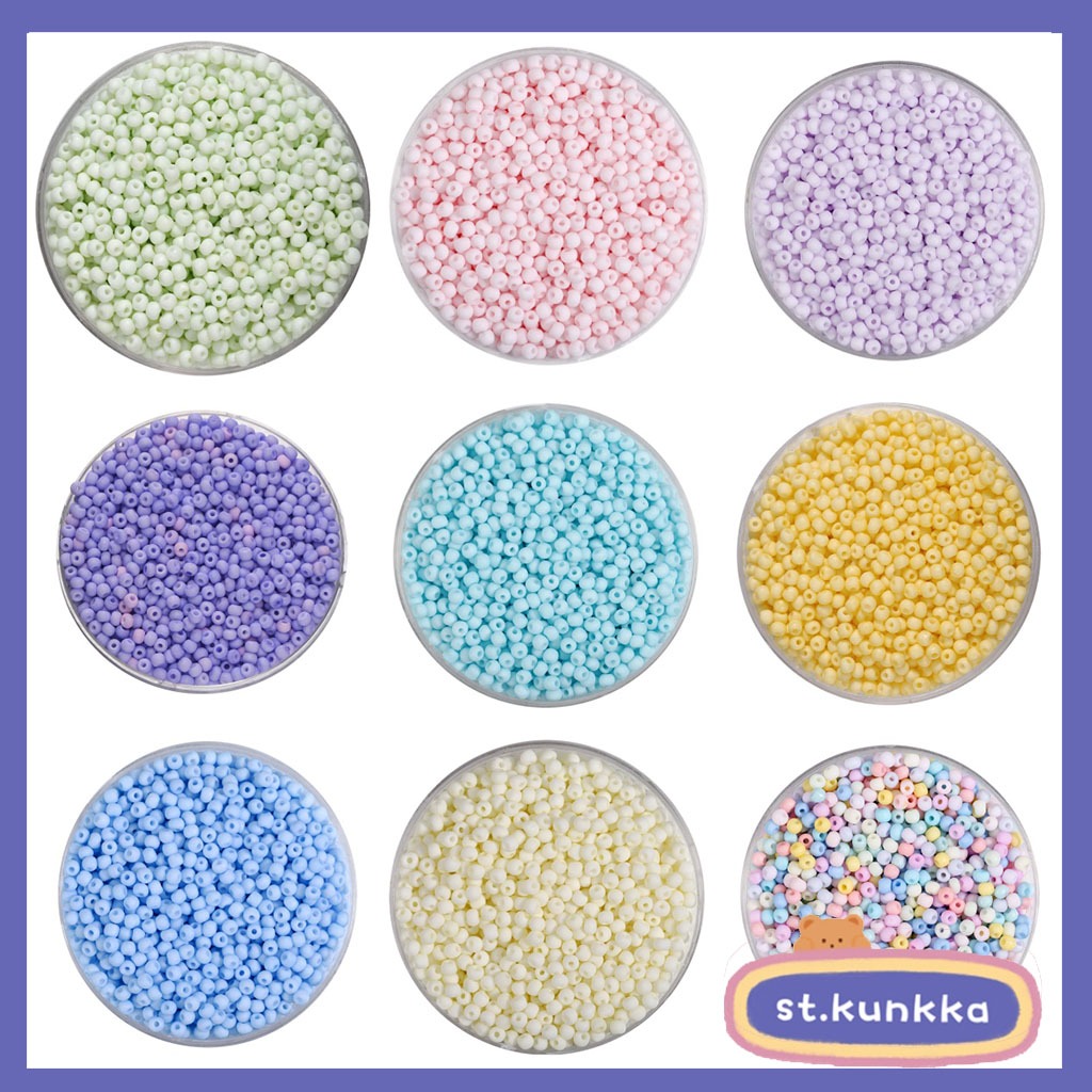 ลูกปัดแก้วสีมาการองน่ารัก 2-3 มม. 1200 ชิ้น สำหรับทำสร้อยคอ สร้อยข้อมือ DIY