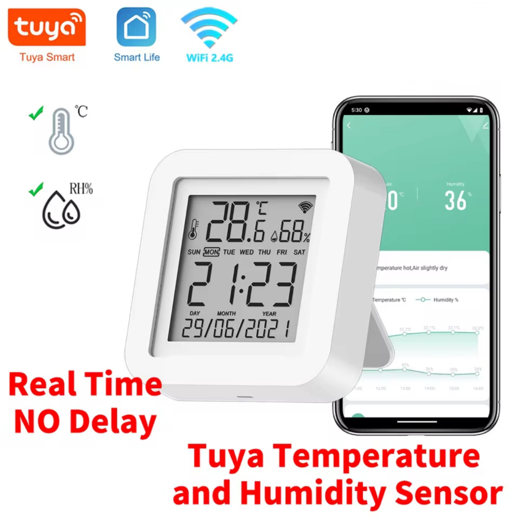 Tuya WIFI เซ็นเซอร์อุณหภูมิและความชื้นสําหรับ Smart Home var Smart Life เครื่องวัดอุณหภูมิไฮโกรมิเตอร์