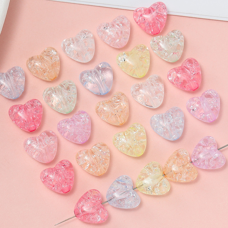 ST.KUNKKA 50Pcs 9.5 * 10.5mm ลูกปัดหัวใจอะคริลิค ลูกปัดสามารถใช้สําหรับ ทําเอง สร้อยคอสร้อยข้อมือทําDIY