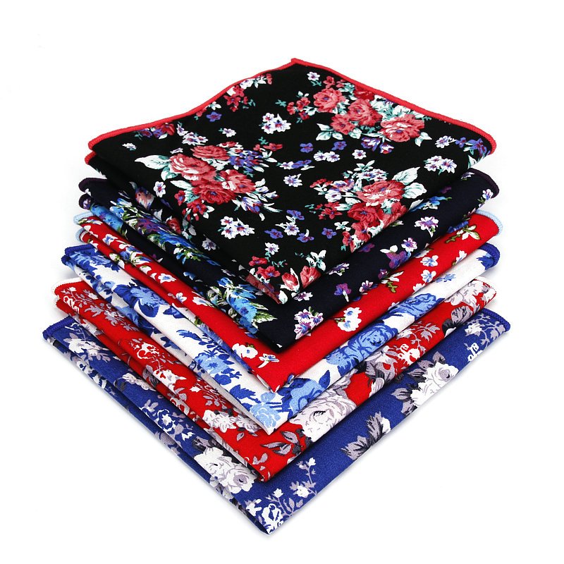 แฟชั่นบุรุษผ้าฝ้ายกระเป๋าสแควร์ดอกไม้ดอกไม้ 23 ซม. * 23 ซม. ผ้าเช็ดหน้างานแต่งงานคลาสสิกผ้าเช็ดหน้าหน้าอกผ้าขนหนู
