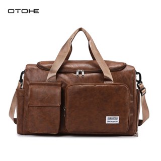 OTOHE กระเป๋าเดินทาง PU หนังฟิตเนสกระเป๋าแยกแห้งและเปียกกระเ…