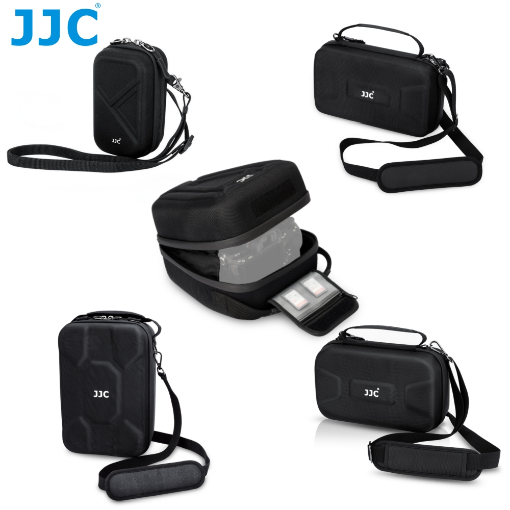JJC Camera Case EVA กระเป๋าเป้สะพายหลังกล้องพร้อมเปลือกแข็งต่อต้านการชนกัน สายรัดข้อมือสายคล้องไหล่กระเป๋าเข็มขัดสําหรับ Canon Sony Fujifilm Nikon Mirrorless และ DLSR กล้องและเลนส์และ CCD