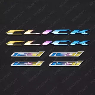 2pcs 3D คลิกและ 125i หรือ 150i Burnt ไทเทเนียมสีฟ้า Emboss ตัวอักษร Hard Emblem กันน้ํา Badge Decal ถังล้อสติกเกอร์สําหรับ Honda รถจักรยานยนต์ Decor