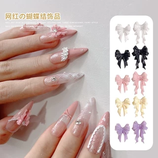 Rou Bao 2025 ใหม่ 50 ชิ้นเล็บริบบิ้นที่มีสีสันโบว์ฤดูร้อน Girly เรซิ่นเล็บ Art DIY Charms ตกแต่ง