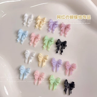 Rou Bao 2025 ใหม่ 50 ชิ้นเล็บริบบิ้นที่มีสีสันโบว์ฤดูร้อน Girly เรซิ่นเล็บ Art DIY Charms ตกแต่ง