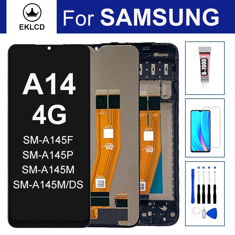 หน้าจอสัมผัสสําหรับ Samsung Galaxy A14 4G A145 SM-A145F A145M/DS จอแสดงผล LCD Digitizer Assembly กรอ
