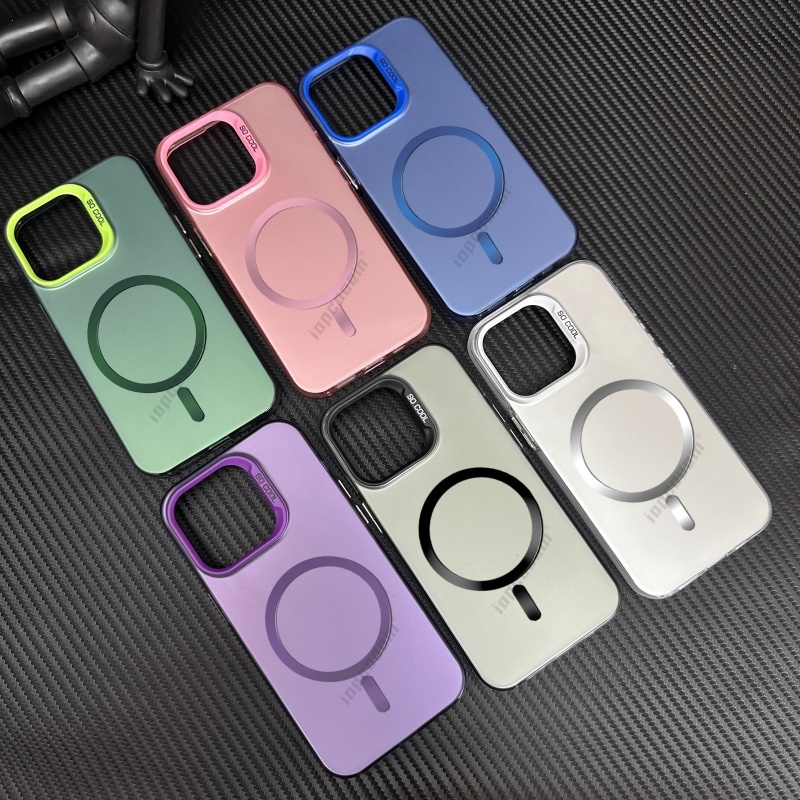 สําหรับ Samsung Galaxy S23 S22 S21 S20 Plus S23 Ultra S23FE S21FE หรูหราสีทึบเมทัลลิคสีแม่เหล็กเคสโทรศัพท์กล้องป้องกันกันกระแทกซิลิโคนนุ่มฝาครอบ
