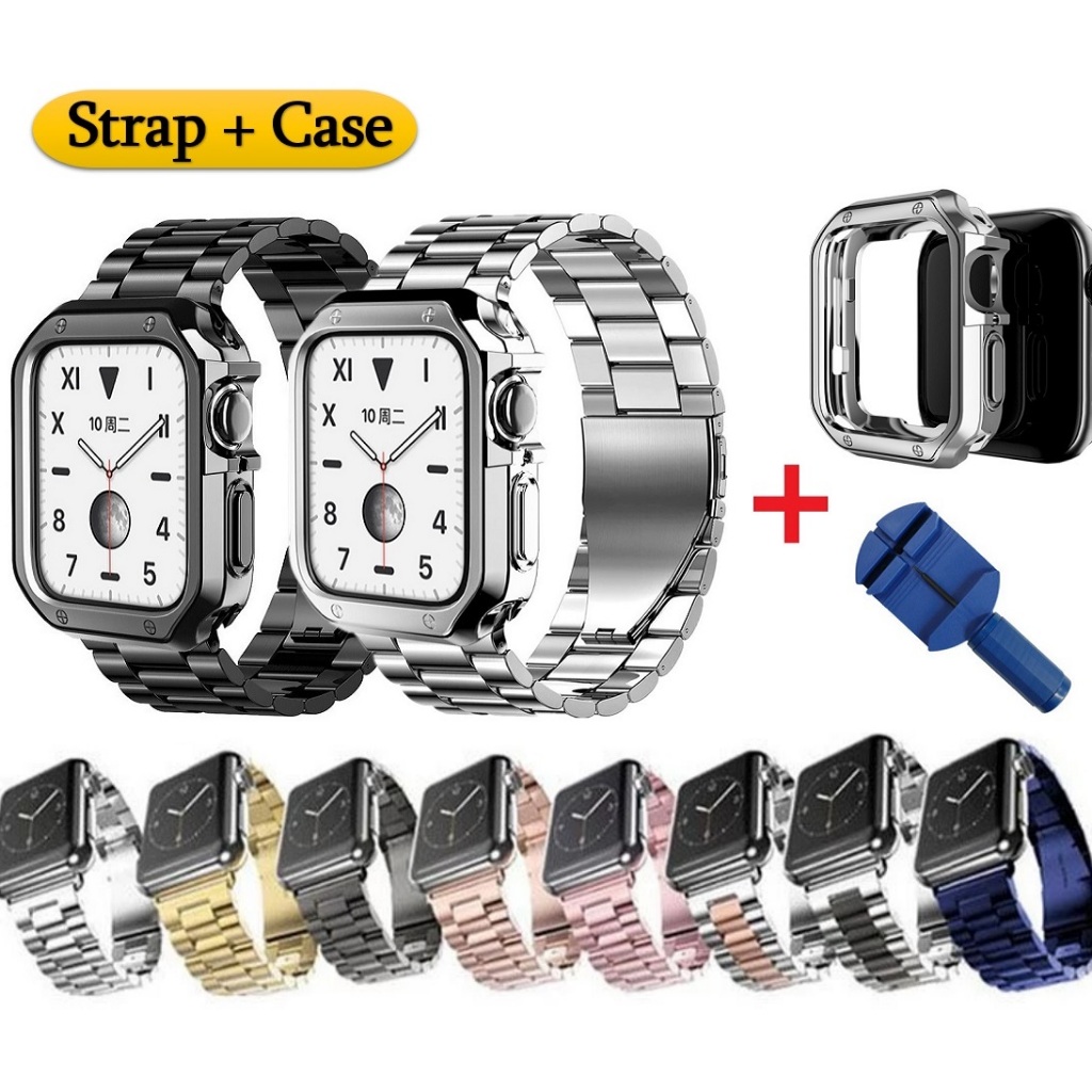 สายนาฬิกาข้อมือ สเตนเลส โลหะ แบบเปลี่ยน สําหรับ Compatible For AppleWatch Series11,10 9 Series 87 6 5 4 3 2 1 Se Se 2 ขนาด 49 มม. 41 มม. 45 มม. 40 มม. 44 มม. สาย i watch Strap and เคส i watch case