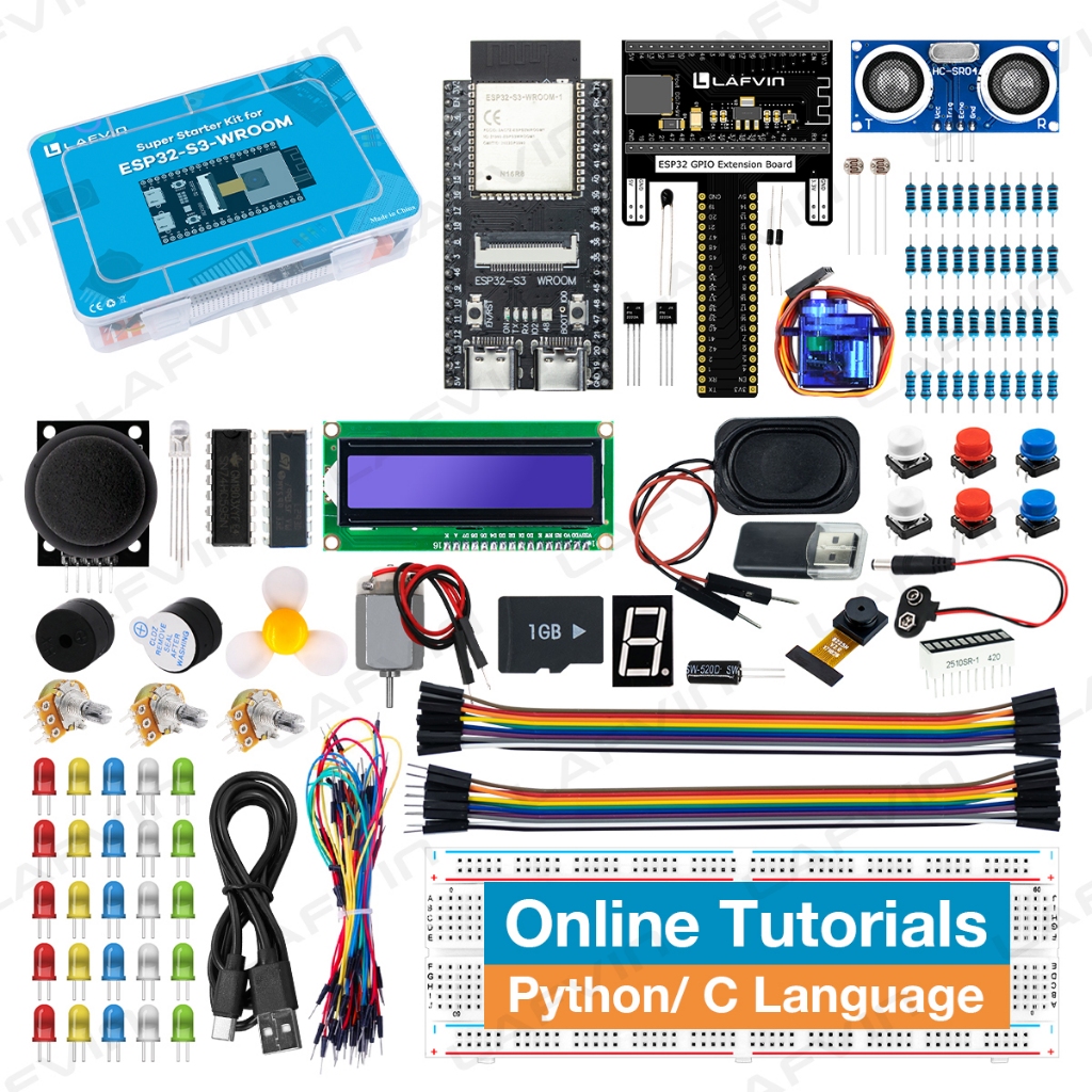 Lafvin Basic/Ultimate Starter Kit สําหรับ ESP32-S3-WROOM, เข้ากันได้กับ Arduino IDE, Onboard Camera Wireless, Python C, การสอนรายละเอียดออนไลน์