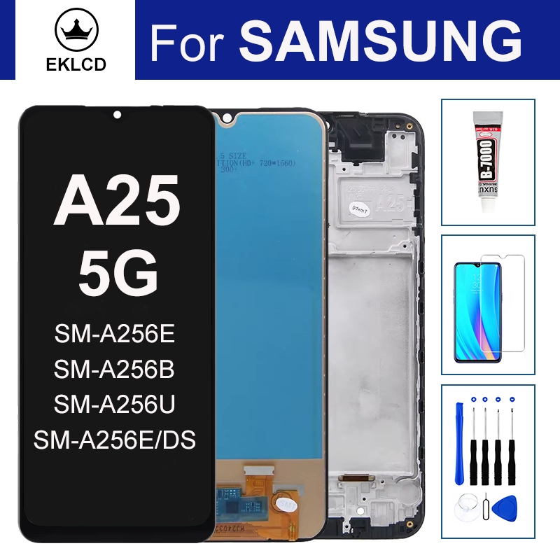 100% ทดสอบ LCD สําหรับ Samsung Galaxy A25 5G A256 SM-A256E A256B/DS จอแสดงผล Touch Screen Digitizer A256U เปลี่ยนอะไหล่ซ่อม