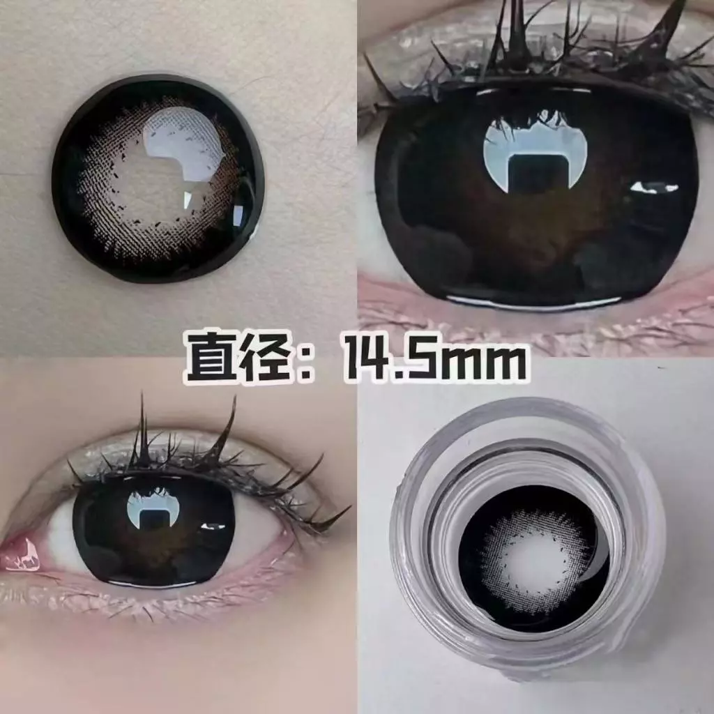 O2girl (COD) 2 ชิ้น Power(0 ~-8.00) คอนแทคเลนส์สีดําสี Violet Natural Soft Eye เลนส์รายปีใช้ 14.5 มม.