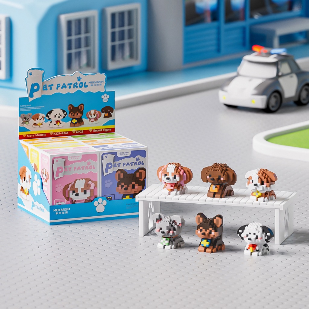 6 ชิ้น/เซ็ตน่ารักสัตว์เลี้ยงทีมลาดตระเวนชุดอาคารบล็อกของเล่นของขวัญ