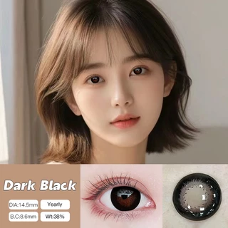 O2girl (COD) 2 ชิ้น Power(0 ~-8.00) คอนแทคเลนส์สีดําสี Violet Natural Soft Eye เลนส์รายปีใช้ 14.5 มม.