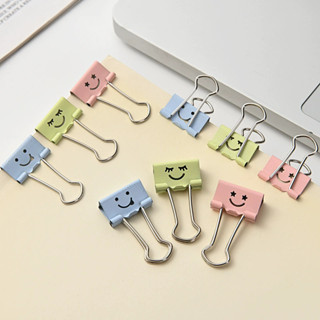 5/10pcs Kawaii Smile Face โลหะ Binder คลิป Hollow คลิปหนีบกร…