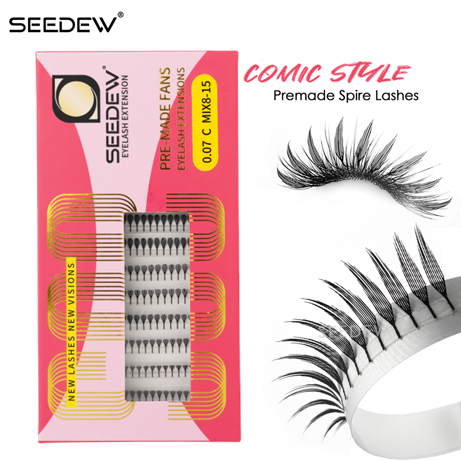 SEEDEW ขนตาปลอมต่อสำเร็จรูปทรงขนนก ปลายแหลมสไตล์การ์ตูน แบบใหม่ล่าสุดยอดนิยม ขนตาปลอมตลก