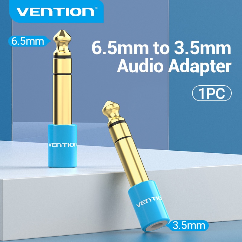 Vention แจ็คอะแดปเตอร์เสียงสเตอริโอ TRS 6.35 มม. 1/4 ตัวผู้ เป็น 3.5 มม. 1/8 สำหรับเครื่องขยายเสียง กีต้าร์ โฮมเธียเตอร์