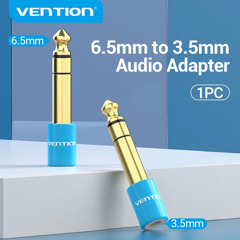 Vention แจ็คอะแดปเตอร์เสียงสเตอริโอ TRS 6.35 มม. 1/4 ตัวผู้ เป็น 3.5 มม. 1/8 สำหรับเครื่องขยายเสียง กีต้าร์ โฮมเธียเตอร์