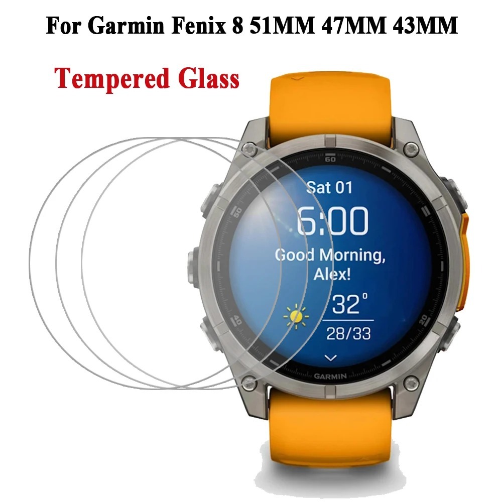 3pcs 9H พรีเมี่ยมกระจกนิรภัยสําหรับ Garmin Fenix 8 51 มม.47 มม.43 มม.หน้าจอนาฬิกา 3 ชิ้น Anti-scratc