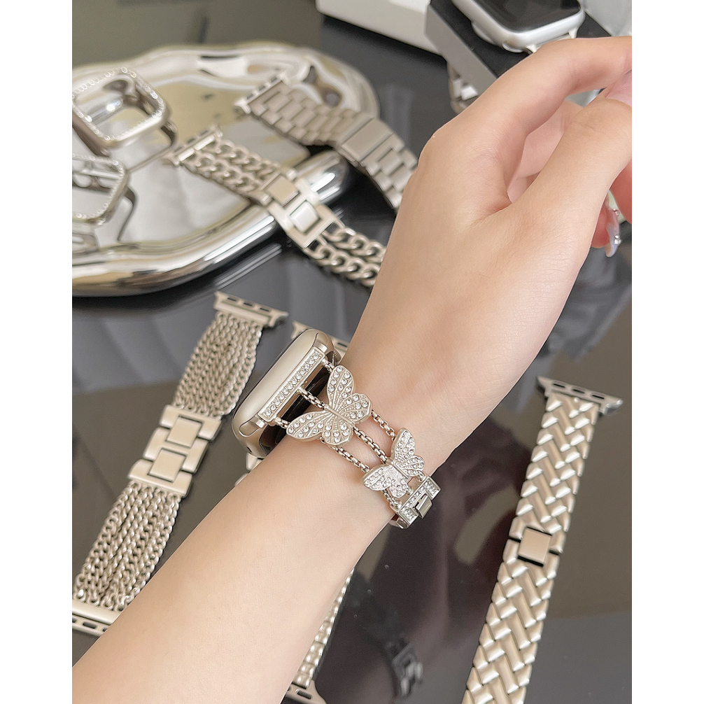 สายนาฬิกาข้อมือ โลหะ ประดับเพชร ลายดาว สําหรับ Smart Watch Series10 9 8 7 6 5 4 3 2 1 SE SE2 Ultra Ultra Ultra 2 ขนาด 38 มม. 40 มม. 44 มม. 41 มม. 45 มม. 42 มม. 49 มม. Compatible for i watch สาย