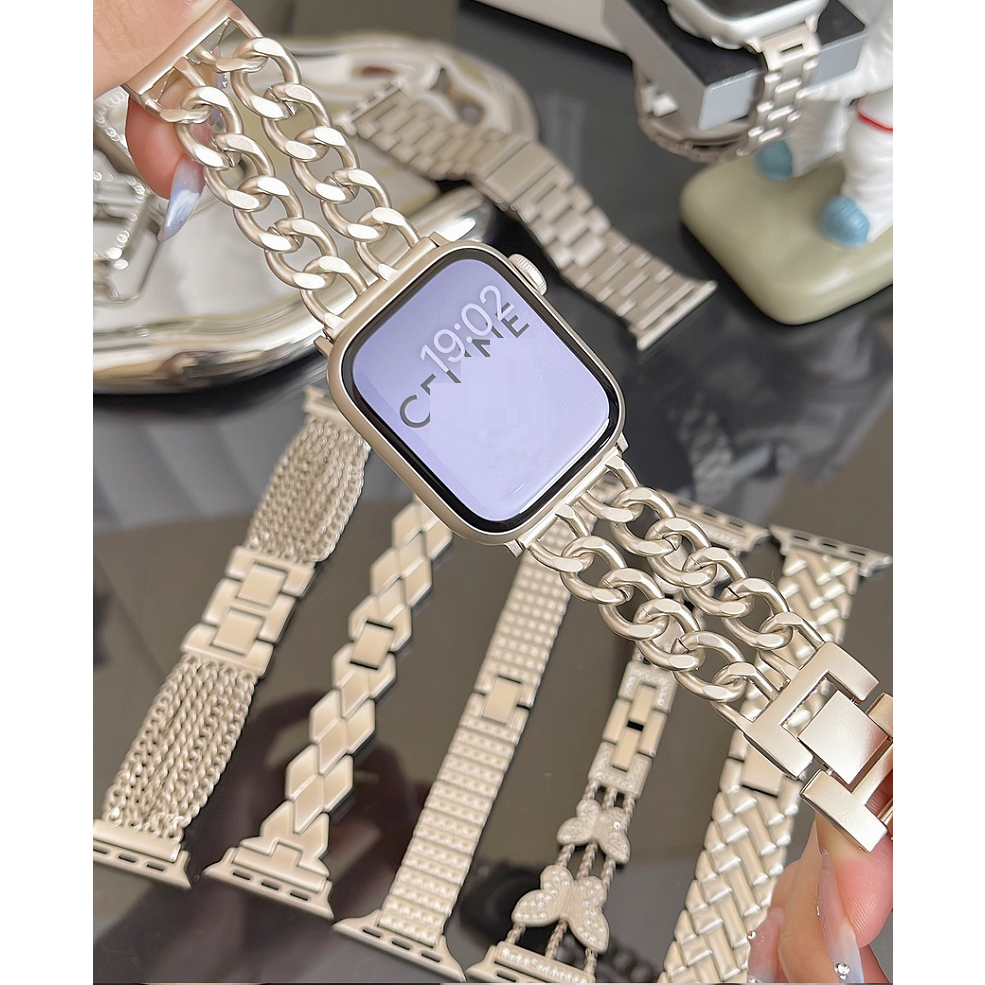 สายนาฬิกาข้อมือ โลหะ ประดับเพชร ลายดาว สําหรับ Smart Watch Series10 9 8 7 6 5 4 3 2 1 SE SE2 Ultra Ultra Ultra 2 ขนาด 38 มม. 40 มม. 44 มม. 41 มม. 45 มม. 42 มม. 49 มม. Compatible for i watch สาย