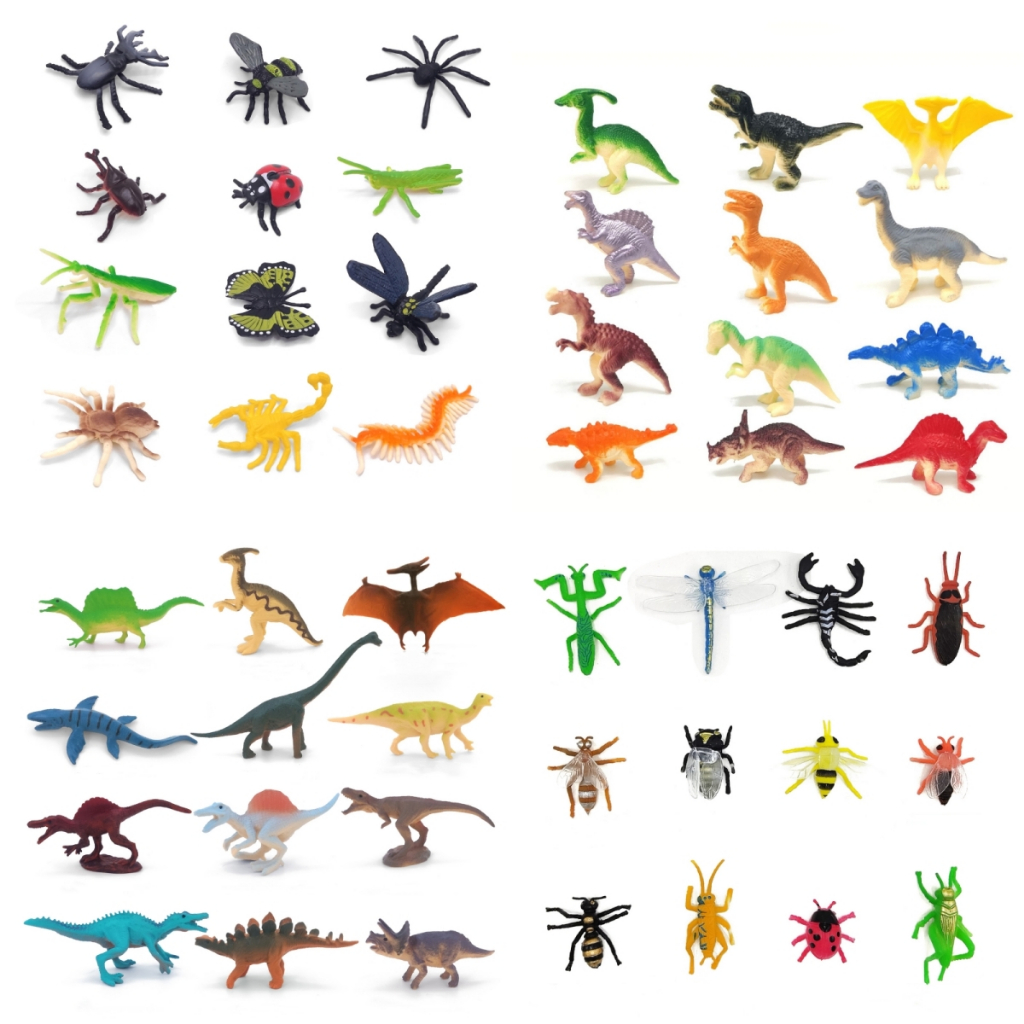 12ชิ้นมินิแมลงไดโนเสาร์สัตว์ป่ารุ่นหลากหลายรูปแบบเด็กความรู้ความเข้าใจของเล่น